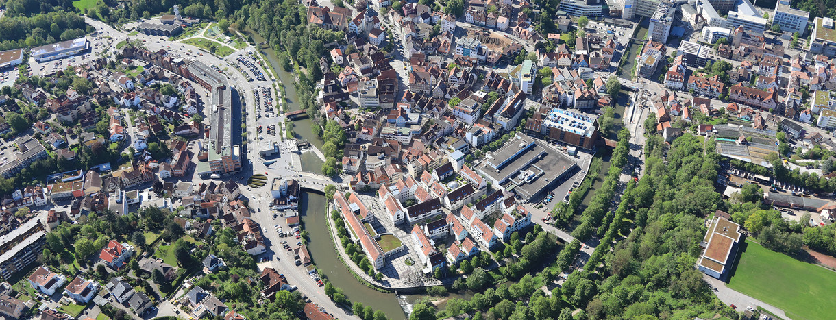Luftbild der Stadt Backnang aus dem Jahr 2019