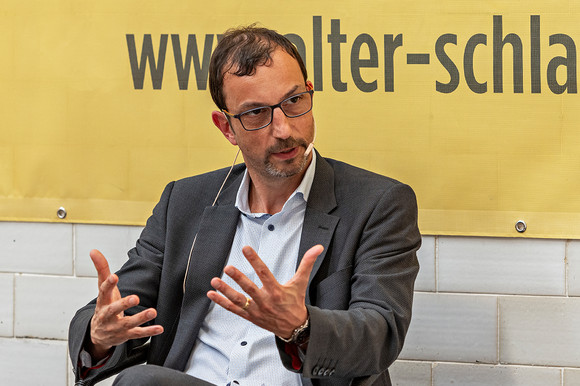 Podiumsdiskussion beim Landesweiten Schaufenster, hier: Bürgermeister der Gemeinde Baltmannsweiler Simon Schmid