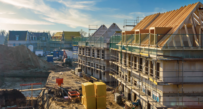 Baustelle für zwei Wohnblocks