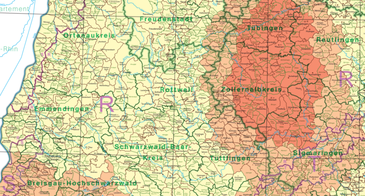 Karte der Erdbebenzonen und geologischen Untergrundklassen für Baden-Württemberg