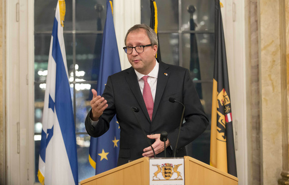 Empfang Besuch einer Delegation des israelischen Supreme Court Prof. Dr. Andreas Voßkuhle, Präsident des Bundesverfassungsgerichts, bei seiner Ansprache
