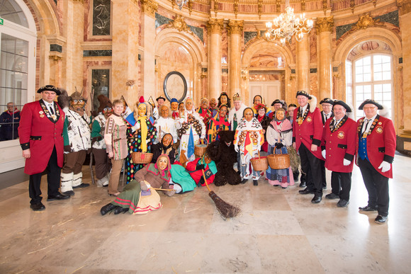 Fastnacht Närrischer Staatsempfang der Landesregierung Gruppenbild mit dem Narrenfreundschaftsring Schwarzwald-Baar-Heuberg