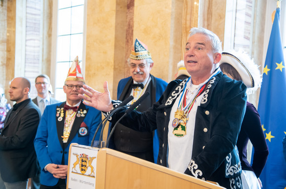 Fastnacht Empfang für Karnevals- und Fasnachtsvereine Innenminister Thomas Strobl (M.) beim Empfang für die Karnevals- und Fasnachtsvereine des Landes