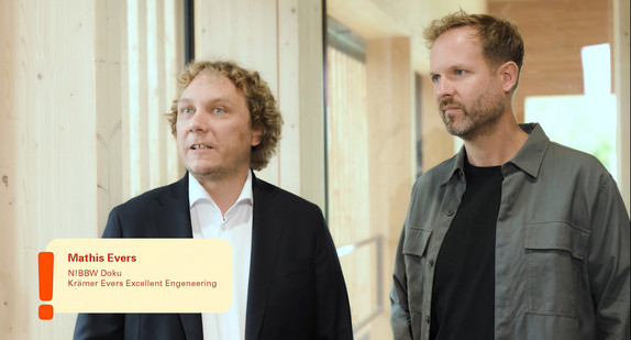 Mathis Evers (Krämer Evers Excellenet Engeneering, N!BBW-Dokumentation) und Marco Lewald (D'Inka Scheible Hoffmann Lewald Architekten, Planungsbüro) berichten von ihren Erfahrungen mit dem N!BBW-Planungswerkzeug beim Neubau der Mali-Sporthalle in Biberach.